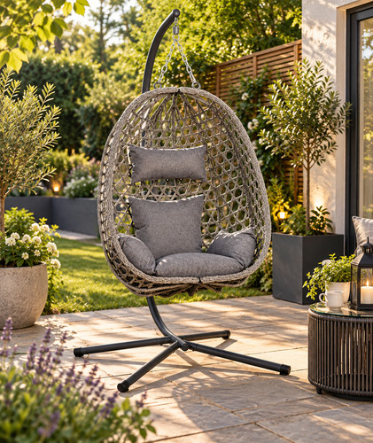 Rattan hanging egg chair with - egg,