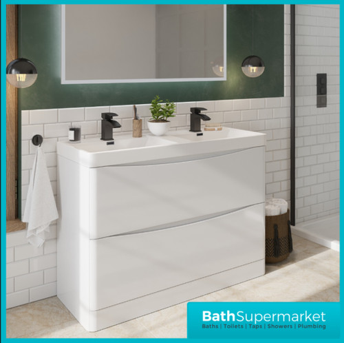 1200 double basin white - basin, vanity