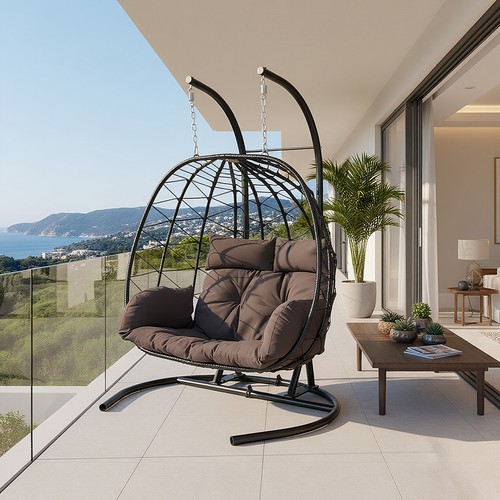Hanging rattan egg chair - hanging,