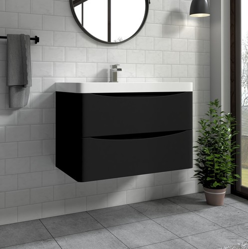 800mm wall hung matt - matt, black
