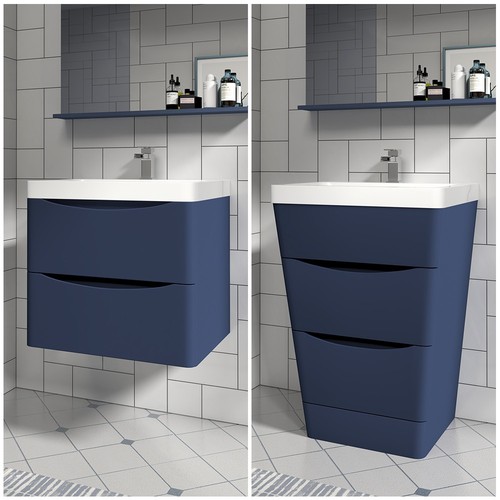 Bathroom matt blue vanity unit - blue,