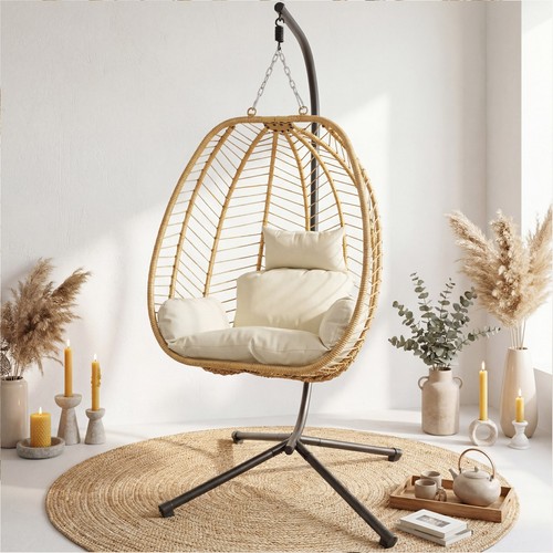 Hanging egg chair with - hanging, stand